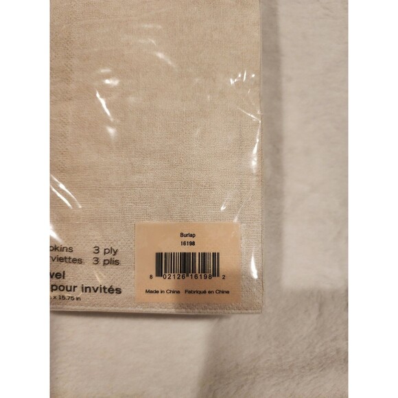 Punch Studio Tan Burlap 32 Guest Towel Paper Napkins New - Picture 2 of 5